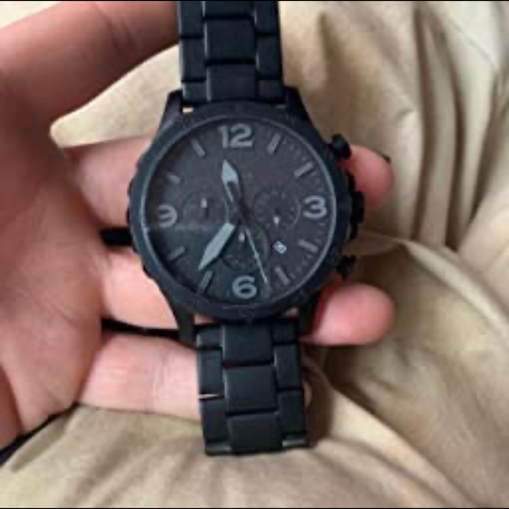 BRAND NEW MENS BLACK STAINLESS STEEL QUARTZ CHRONOGRAPH WATCH (NWT) - Picture 2 of 4
